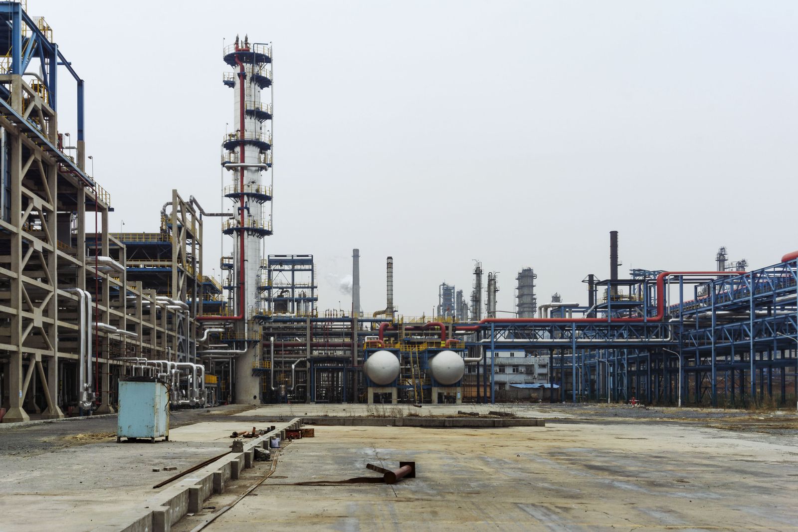 Pipes and equipment at an energy facility