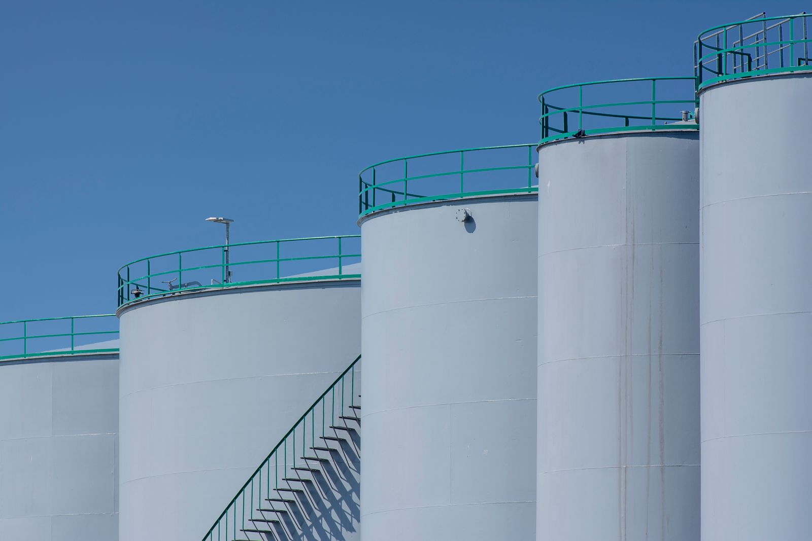 Storage tanks at an energy terminal