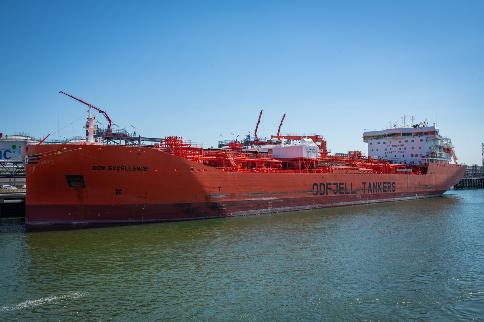 Oil tanker alongside a port terminal